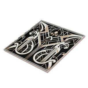 Elegant Art Deco cat  Tile
