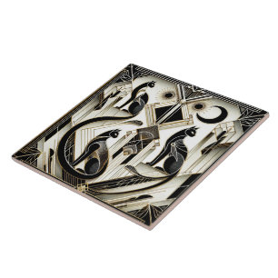 Elegant Art Deco cat  Tile