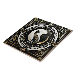 Elegant Art Deco cat  Tile