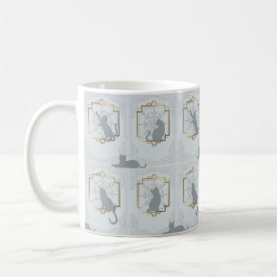 Elegant Art Deco Cats - Light Grey Coffee Mug