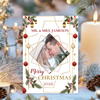 Elegant Art Deco Christmas Photo Card