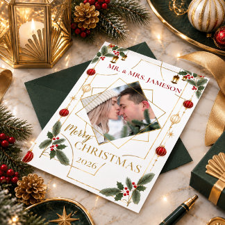 Elegant Art Deco Christmas Photo Foil Card