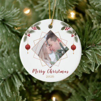 Elegant Art Deco Christmas Photo Ornament