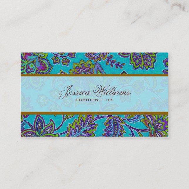 Elegant Art-Deco Colourful Paisley Business Card (Front)
