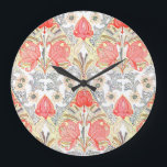 Elegant Art Deco Coral Red Flowers Pattern Large Clock<br><div class="desc">Beautiful Australian warath and flannel flowers in art deco style</div>