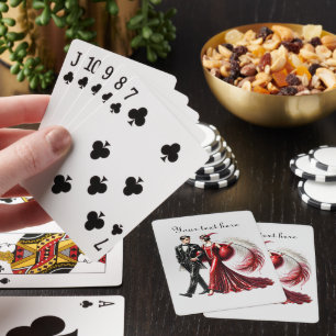 Elegant Art Deco couple add text Playing Cards