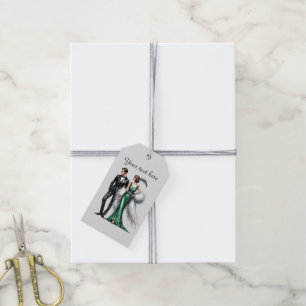 Elegant Art Deco couple customizable Gift Tags