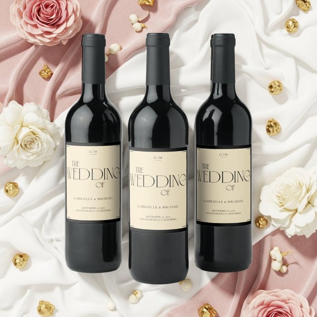 Elegant Art Deco Cream Black Old Money Style Wine Label (Creator Uploaded)