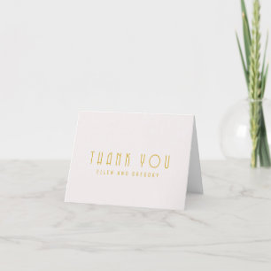 Elegant Art Deco Ecru Gold Thank You Message Card