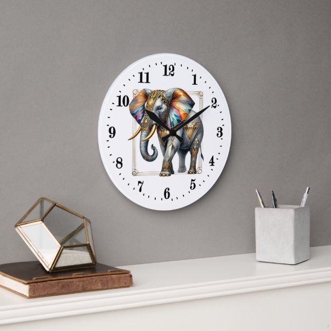 Elegant art deco elephant  large clock (Office)