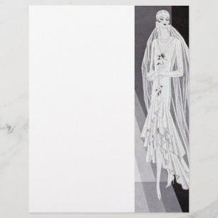 Elegant Art Deco Flapper Bride Illustration