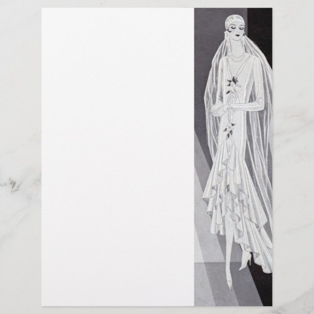 Elegant Art Deco Flapper Bride Illustration  (Front)
