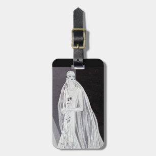 Elegant Art Deco Flapper Bride Illustration Luggage Tag