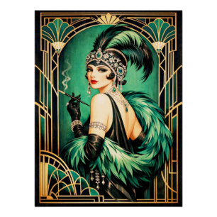 Elegant Art Deco Flapper Poster. Poster
