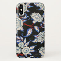 ELEGANT ART DECO FLORAL,BLUE WHITE ROSES IN BLACK
