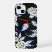 ELEGANT ART DECO FLORAL,BLUE WHITE ROSES IN BLACK