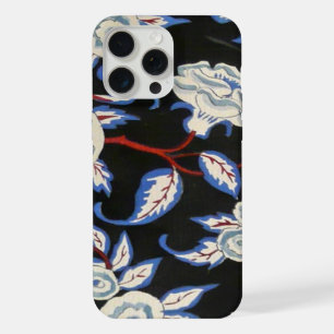 ELEGANT ART DECO FLORAL,BLUE WHITE ROSES IN BLACK iPhone 15 PRO MAX CASE