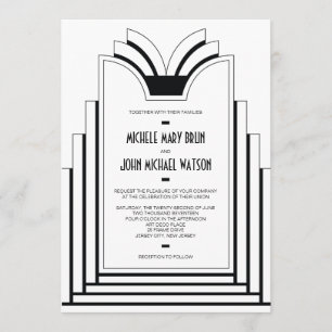 Elegant Art Deco Frame Retro Wedding Invitation