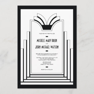 Elegant Art Deco Frame Retro Wedding Invitation