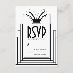 Elegant Art Deco Frame Retro Wedding RSVP Card