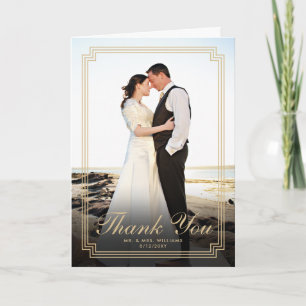 Elegant Art Deco Frame Vertical Photo Thank You Card