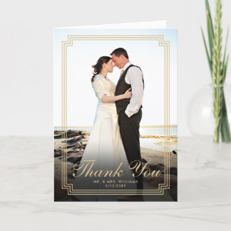 Elegant Art Deco Frame Vertical Photo Thank You Card
