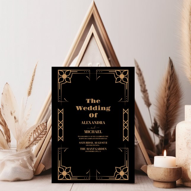 Elegant Art Deco Frame Wedding Invitation (Creator Uploaded)