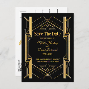 Elegant Art Deco Gatsby Save The Date Card