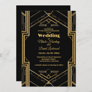 Elegant Art Deco Gatsby Wedding Invitation