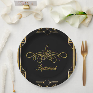 Elegant Art Deco Gatsby Wedding Paper Plates