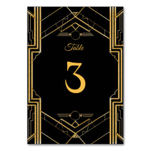 Elegant Art Deco Gatsby Wedding Table Number Card