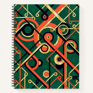 Elegant Art Deco Geometric Spiral Notebook