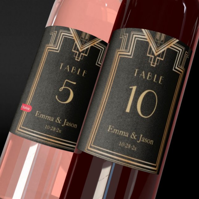 Elegant Art Deco Gold and Black Table Number label (Creator Uploaded)