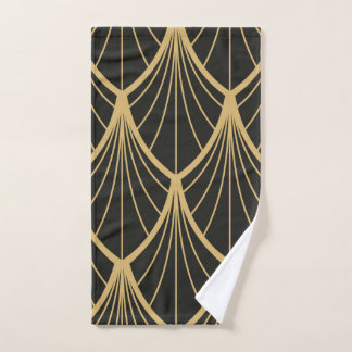 Elegant,Art deco, gold,black,fan,pattern,chic,vint Hand Towel