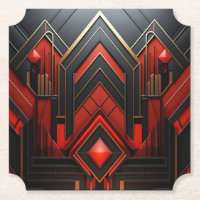 Elegant Art Deco Gold Black Red