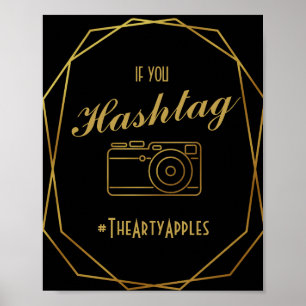 Elegant art deco Gold & Black social media Poster