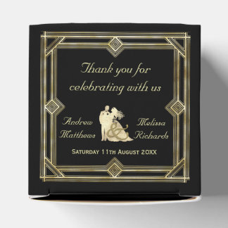 Elegant Art Deco Gold Black Wedding Favour Favour Box