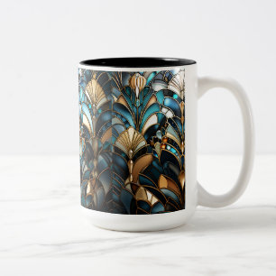 Elegant Art Deco Gold Gems Beads Turquoise Black  Two-Tone Coffee Mug
