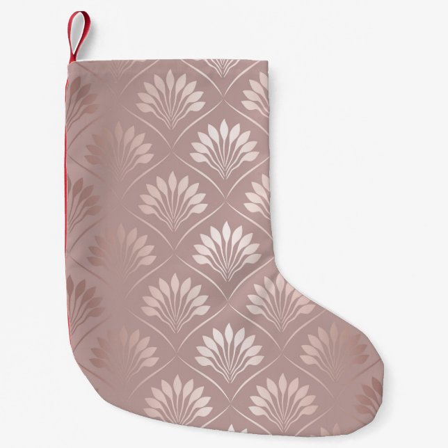 Elegant art deco gold lattice pattern small christmas stocking (Front)