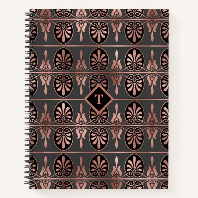Elegant Art Deco in Copper Colour and Black - Line Notebook (Front)