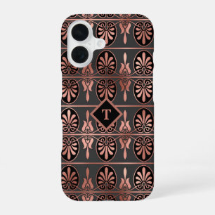 Elegant Art Deco in Coppery Rose Gold and Black iPhone 16 Case