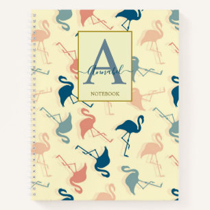 Elegant art deco inspired flamingo patterned note notebook