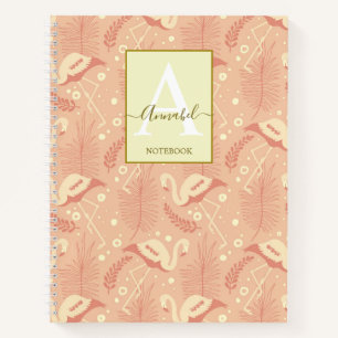 Elegant art deco inspired flamingo patterned notebook