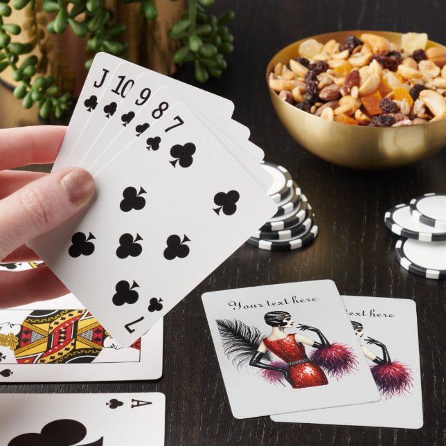 Elegant Art Deco lady add text  Playing Cards (In Situ)