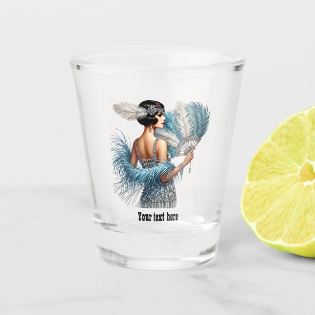 Elegant Art Deco lady customisable Shot Glass (Front)