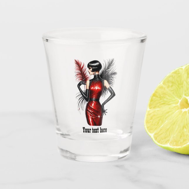 Elegant Art Deco lady customisable  Shot Glass (Front)