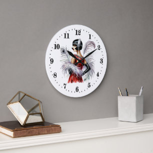 Elegant Art Deco lady  Large Clock