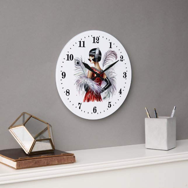 Elegant Art Deco lady  Large Clock (Office)
