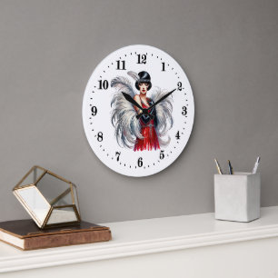 Elegant Art Deco lady Large Clock