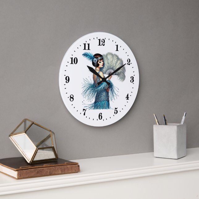 Elegant Art Deco lady Large Clock (Office)